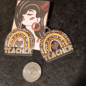 Teacher rainbow Arch earring cheetah print